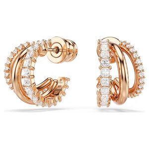 Swarovski Hyperbola Hoop Earrings - Mixed Cuts - Mini - White - Rose Gold-tone
